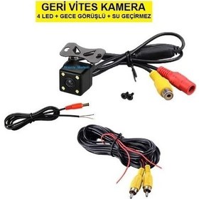 Resim Ucuzcu Market Geri Vites Kamera (4 LED Gece Görüşlü - Mesafe Çizgili - Kablo Seti Ile Birlikte) 