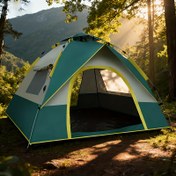 Resim 4 Kişilik Hızlı Kurulum Kamp Çadırı - 3 Saniyede Montaj, 2 Kapı ve 2 Pencere, Nefes Alabilir File Panelleri, Rüzgar Geçirmez Güneş Koruma, Her Mevsim İç/Dış Mekan Kullanımı için Yürüyüş, Plaj, Kamp, Aile Toplantıları, Açık Hava Barınağı | Çift Kapılı Tasarım | Sağlam Direk Desteği, Kamp Aksesuarları 