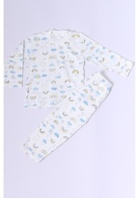 Resim Hçm Bebek Pamuk Pijama Takımı Tenkli Baskılı Bisiklet Yaka A2 Mavi 