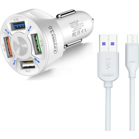 Resim Zuidid Araç Hızlı Şarj 4 USB 7 A Çoklu Hızlı Şarj + 3 A Hızlı Şarj Kablosu - Type C 