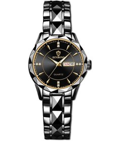 Resim Sones Fngeen S230 Erkek Pointer Olmayan Kuvars Saat Beyaz Çelik Siyah Yüzey 