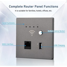 Resim Mufunye Duvar Gömülü 300m Wifi Ap Router - Usb Şarjlı Soket, Gri 