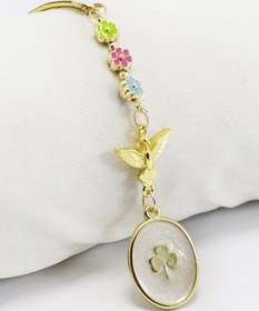 Resim biuti Kuşlu Küçük Renkli Çiçekli Sedefli Yonca Dikiz Ayna Süsü, Yeni Araba Hediyesi 