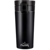 Resim Any Morning BA21522 Paslanmaz Çelik Termos Mug 380 Ml Sızdırmaz Kapak Tuş Mekanizmalı Kilit Çift Duvarlı Yalıtım Siyah 