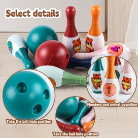 Resim 1 Set Çocuk Bowling Oyuncak Seti, Kapalı ve Açık Hava Oyunu, Noel ve Yılbaşı Hediyesi, Dayanıklı PE Malzeme, Sayı ve Hayvan Tanıma, Karışık Renk 