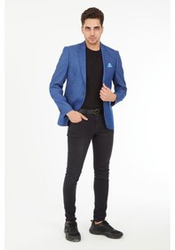 Resim Sposo 5132 Dar Kalıp Yarım Astarlı Açık Lacivert Erkek Blazer Ceket Açık Lacivert 