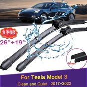 Resim Lhd-araba Sileceği Lastikleri Tesla Model 3 İçin 2017 2022 2018 2019 2020 Ön Cam Çerçevesiz Dayanıklı Kauçuk Kar Tıraş Aksesuarları 