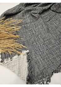 Resim Antrasit Renk 4 Katlı Çift Taraflı Çift Kişilik Müslin Battaniye %100 Pamuk 230x240 Cm Antrasit 