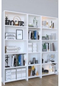Resim Kzymobilya Kzy Mobilya Mobilya 5 Raflı Geniş Kitaplık - Beyaz 