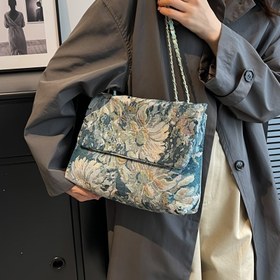 Resim ELONGLUAN Vintage Çiçek Desenli Kadın Tote Çanta - Hafif Polyester Omuz Çantası, Çıkarılabilir Askılı ve Mıknatıslı Kapatmalı, Makinede Yıkanabilir, Günlük ve Resmi Kullanım İçin, Sanatsal Aksesuar, Çok Amaçlı El Çantası, Yüksek Kalite Dikiş, Moda Kadın 