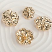 Resim 8 adet Altın & Gümüş Metal Düğme, 18mm/23mm - DIY Dikiş ve El İşleri için Düzensiz Şekil, Bluzlar, Elbiseler, Montlar, Kazaklar ve Rüzgarlık için Mükemmel 