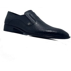 Resim Ayaktarz Harun Özil Bağcıksız Siyah Desenli Hakiki Deri Klasik Erkek Ayakkabı Siyah 