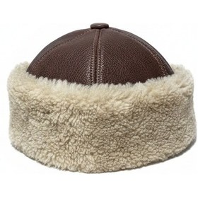 Resim Okcubaba El Yapımı Hakiki Deri Kürklü Kahverengi Börk - Soğuk Geçirmez Geleneksel Başlık 