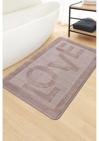 Resim Doğal Kaymaz Taban Banyo Paspas Uzun Ömürlü Yumuşak Dokulu Su Emici Yıkanabilir Love 60x100 Vizon 