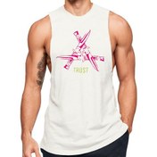 Resim Beyaz Erkek Regular Fit -Pink Trust Kılıç- Baskılı Bisiklet Yaka Kolsuz T-Shirt 