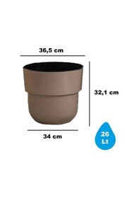 Resim So-kup5 Kuple Plastik İç Kovalı Saksı Takımı No:5 26 Lt Mocha 3 Adet 