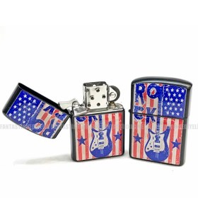 Resim Gitar Rock Müzik Mat Siyah Kapaklı Benzinli Çakmak N11.903 
