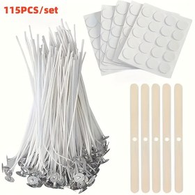 Resim 115 adet Mum Yapımı Kiti - 50 adet Meşaleler (9cm/15cm/20cm), 60 adet Meşale Etiketleri, 5 Ahşap Meşale Tutucuları Soya ve Arı Cıvılları Mumlar için, Başlangıçlar ve Profesyoneller için Mükemmel, Mum Yapımı Malzemeleri | Ahşap Meşale Tutucuları | Dayanıklı Meşale Etiketleri, Mum Yapımı Malzemeleri 