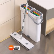 Resim 1 set, 2 Mop Pedi Göndermek İçin Kova ile El-Freesi Atık Suyu Ayırma Mopu, Esnek Döner Düz Zemin Mopu, Tembel Moplama Aracı Toz, Saç ve Atık Suyu Temizler ve Ayırır, Islak ve Kuru Kullanım, Tüm Zemin Tipleri İçin, Cadılar Bayramı ve Noel Temizlik Malzemeleri 