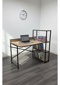 Resim 3 Raflı Çalışma Masası 60x120 - Bilgisayar Ofis Ders Masası Oyuncu Masası Siyah 