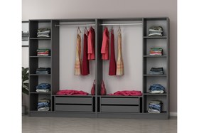 Resim KALE 6 BÖLMELİ 4 ÇEKMECELİ GİYİNME DOLABI ANTRASİT 210 CM 