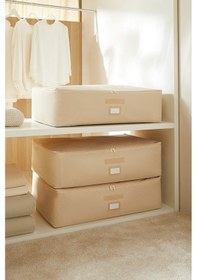 Resim Ocean Home Textile 3'lü Mega Boy Bej Balıksırtı Baza Altı Hurç Set 74 x 46 x 22 cm 