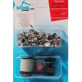Resim Çıtçıt 10,5 mm Kapaklı Klikıt Bebe Çıtçıt Kendin Yap Kiti. Bebek Giyim, Gömlek, Triko, Esnek ve ince Kumaşlar için Çekiçle Uygulama Aparatları ve Gümüş Renk 25 Adet Çıtçıt 