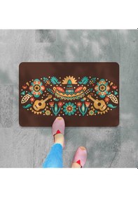 Resim Dijital Baskılı Hoş Geldiniz Yazılır Desenli Dekoratif Dış Kapı Önü Ve Iç Mekan Paspası Yıkanabilir Kahverengi 