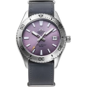Resim Orient RA-AC0Q07V30B Kurmalı Otomatik Deri Gri Mor Kadran Safir Cam 20 Atm 40 mm Erkek Kol Saati 