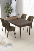 Resim Canisa Concept Nil Serisi 70x110 Sabit Mutfak Masası Takımı Barok Desen Masa 4 Kahverengi Sandalye 