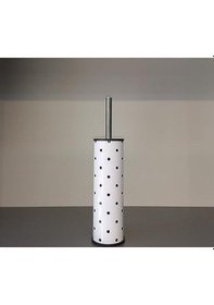 Resim Klozet Fırçası Beyaz Puantiye Desenli Nv2001r Siyah 