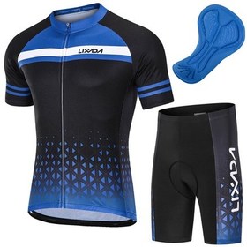 Resim Lixada Erkek Bisiklet Jersey Seti Nefes Alabilir Hızlı Kuruyan M Mavi 