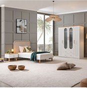 Resim Vita Bohem Genç Odası - 4 Kapaklı Dolap, Karyola, Komodin Beyaz 