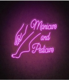 Resim Manicure And Pedicure Yazılı Ve Şekilli Neon Tabela Pembe 