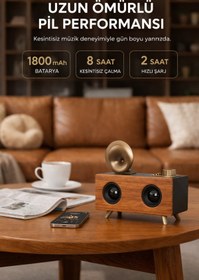 Resim 10numara Nostaljik Görünümlü Müzik Kutusu Bluetooth Usb-sd Kart Aux Girişli Radyolu Müzik Sistemi Mp3 Çalar 