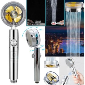 Resim Qniay Pervaneli Duş Başlığı 360 Derece Gold Seri Dönebilen Aç Kapa Su Tasarruflu Duş Başlığı 