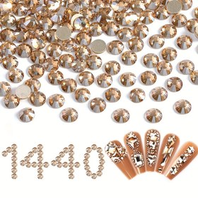 Resim 288/1440 adet Düz Tabanlı Kristal Şampanya Rhinestone Yuvarlak Taşlar, Tırnak Sanatı, Kendin Yap Yaptırma, Göz Makyajı, Su Bardağı Süslemesi, Altın Gölgeleme için 
