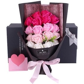 Resim 18'li Koyu Mor Simüle Sabun Gül Buketi Hediye Kutusu - Qy-0001 