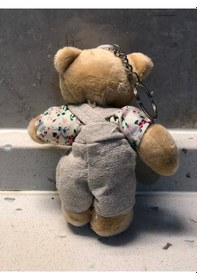 Resim Sevimli Elbiseli Tulumlu Ayıcık Peluş Oyuncak Anahtarlık Uyku Arkadaşı Hediyelik 12 Cm Yeşil 