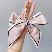 Resim Silver1 Gıoıo Yeni Ipek Eşarp Anahtarlık Kişiselleştirilmiş Inci Papyon Çanta Çekicilik Dokuma Anahtarlık (Yurt Dışından) 