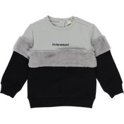 Resim Panço Kız Bebek Peluş Detaylı Yazı Nakışlı Gri Sweatshirt 