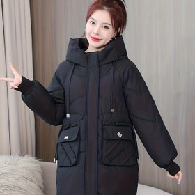 Resim Kadınlar için Kışlık Kapüşonlu Orta Boy Kalın Kesim Ceket - Cepli Rahat Giyimli Siyah Dış Giysi, Soğuk Hava İçin Makinede Yıkanabilir, Dayanıklı Sıcak Kumaşlı Kadın Kabanları 