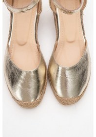 Resim Luvi Shoes Aldea Altın Hakiki Deri Kadın Dolgu Topuk Sandalet Altın 