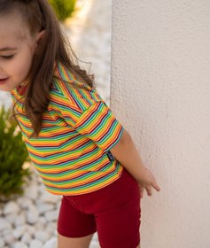 Resim Çizgili T-shirt ve Bisikletçi Tayt - 6-7 Yaş 