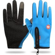 Resim Liangduo Shop Mavi Stil M Boyutu Kış Erkek Eldivenleri Sıcak Dokunmatik Ekran Spor Balıkçılık Sıçramaya Dayanıklı Kayak Ordu Bisiklet Snowboard Kaymaz Fermuar Kadın Eldiven (Yurt Dışından) 