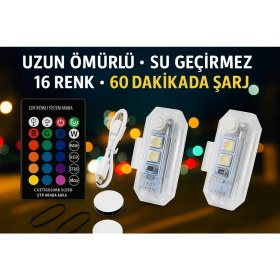 Resim Gmd Drone Çakarlı Lamba 7 Renk Harekete Duyarlı Kumandalı 4 Adet 