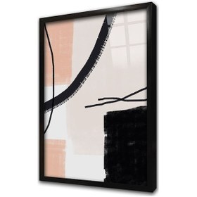 Resim Bej Siyah Soyut İkili Çerçeveli Cam Tablo Seti-172110 