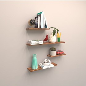 Resim Rafkestir 4 Lü Gizli Bağlantılı Raf Set ( 80 - 60 - 40 - 40 ) Hareli Ceviz 