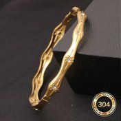 Resim 1 Adet Kadın Şık Bileklik - 18K Altın Kaplama, Güvenli Tokalı Kapatma, Günlük ve Parti Takısı Hediyesi, Eş veya Sevgili İçin, Doğum Günü, Yıl Dönümü - Dayanıklı Paslanmaz Çelik Tabanlı, Şık Aksesuar, İnce İşçilik 