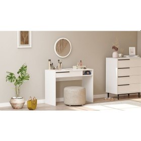 Resim Bohem Makyaj Masası 100cm Aynalı Çekmeceli Beyaz Boh18-w Beyaz 